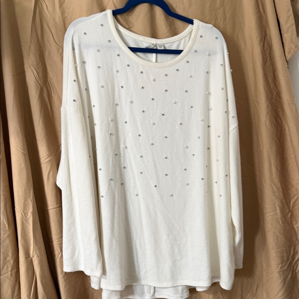Cato White Embellished Blouse